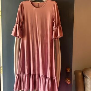 SHEIN Pink shirt Sleeve Ruffle Dress